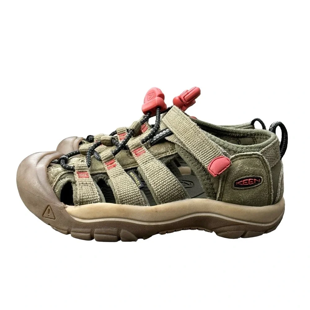 KEEN Kids Water Sandals Newport H2‎ Olive Red Hook and Loop Slip On Size 12
